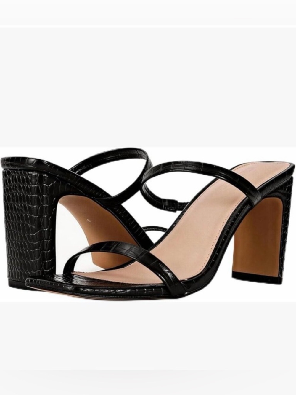 💜The Drop Women’s Avery Square Toe Two Strap High Heeled Slip-On Sandals Size:12